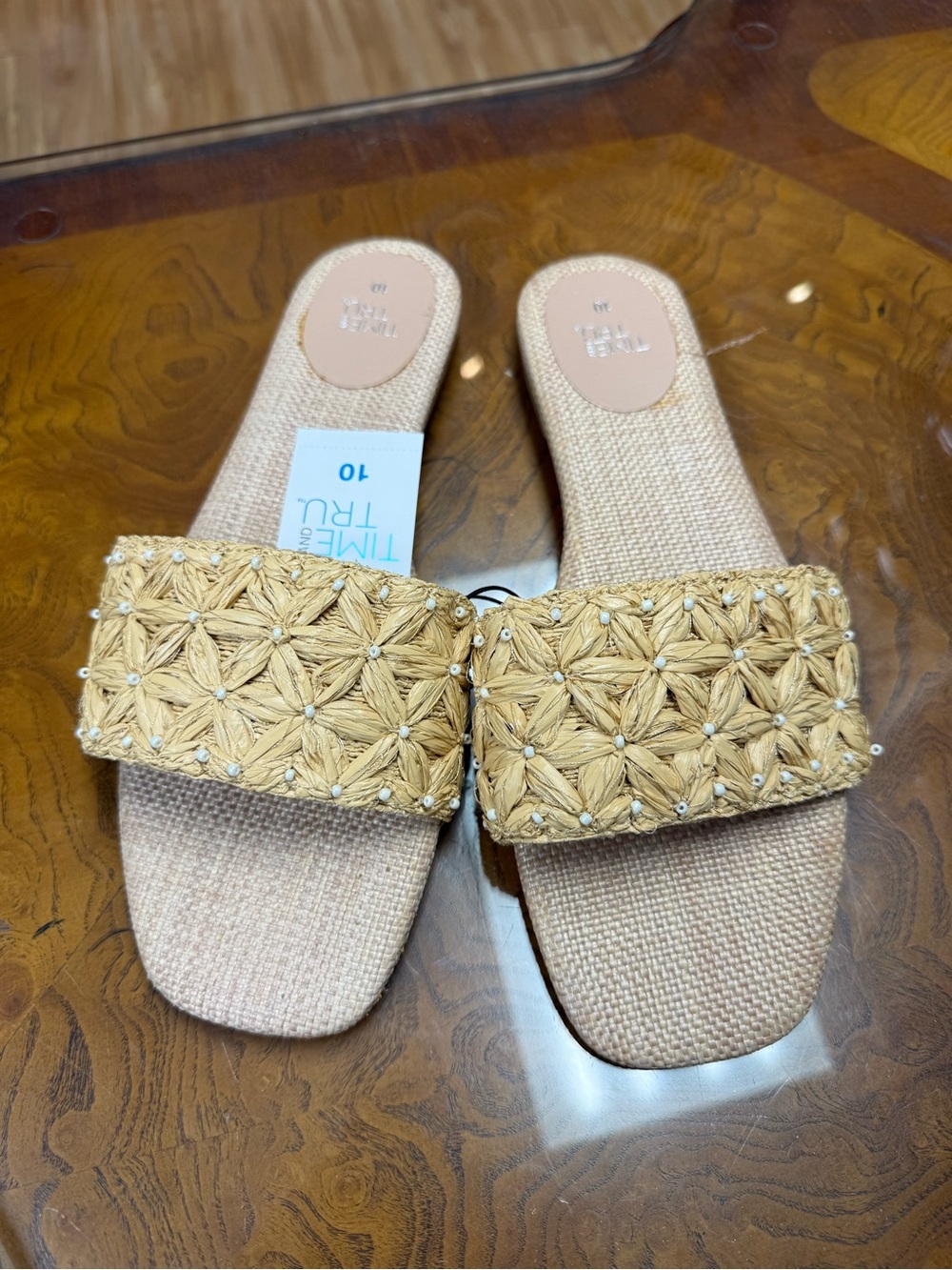 Woven Raffia Slide Mules - Natural